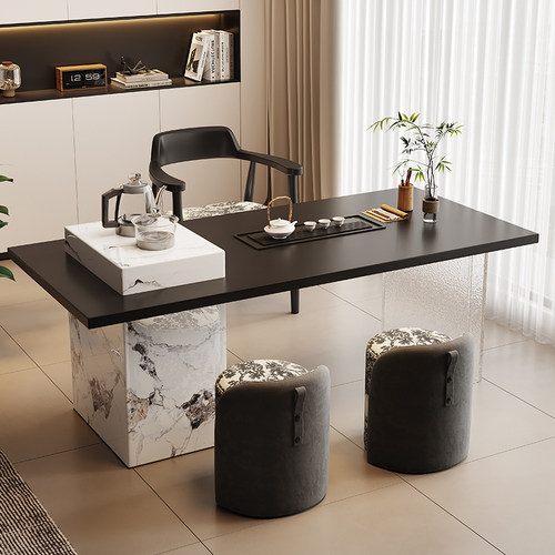 蓝色理想意式轻奢茶桌家用客厅阳台透明亚克力现代简约高级感茶台