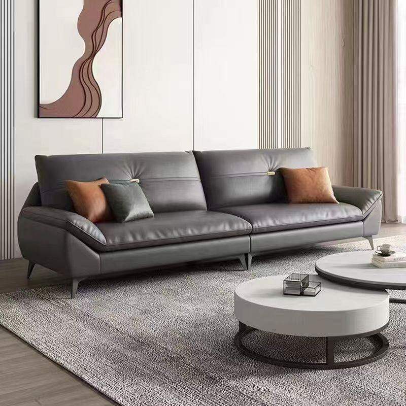 政府补贴蓝色理想法式真皮沙发轻奢客厅黑色直排三四人位布艺沙发