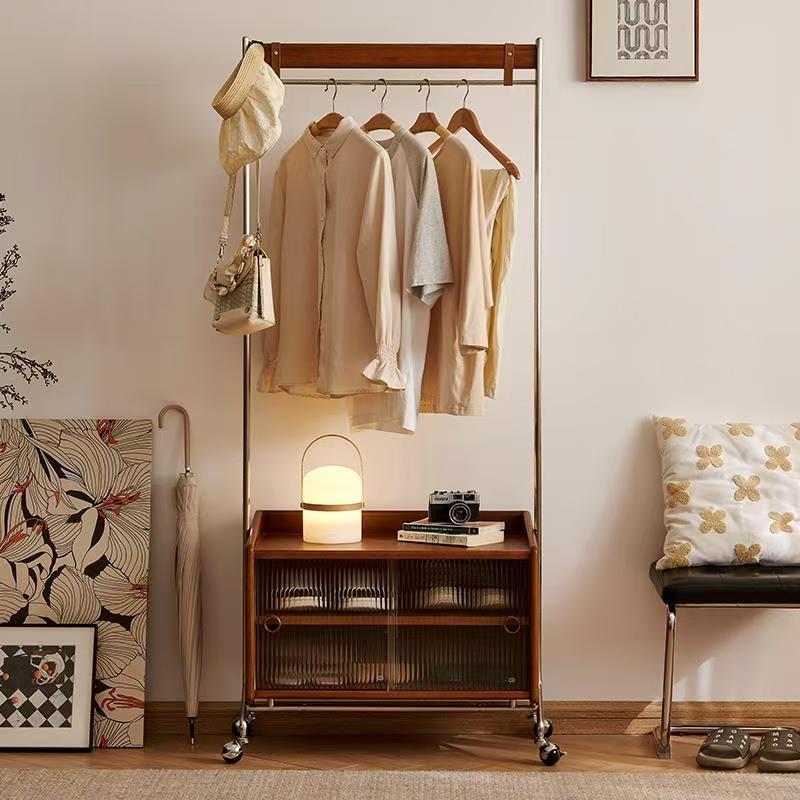 中古风实木衣帽架落地卧室家用