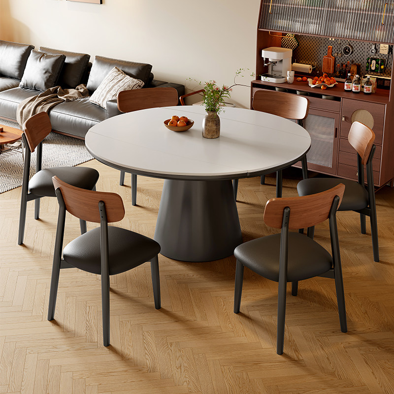 政府补贴蓝色理想实木岩板餐桌椅组合家用小户型法式复古伸缩饭桌,住宅家具,岩板餐桌,淘宝优惠券,粉丝福利购,淘宝优惠卷