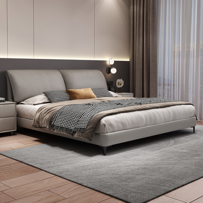 蓝色理想大象耳朵双人储物床