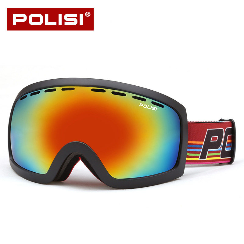 POLISI滑雪镜双层防雾男女偏光单双板可卡近视滑雪眼镜护目镜装备
