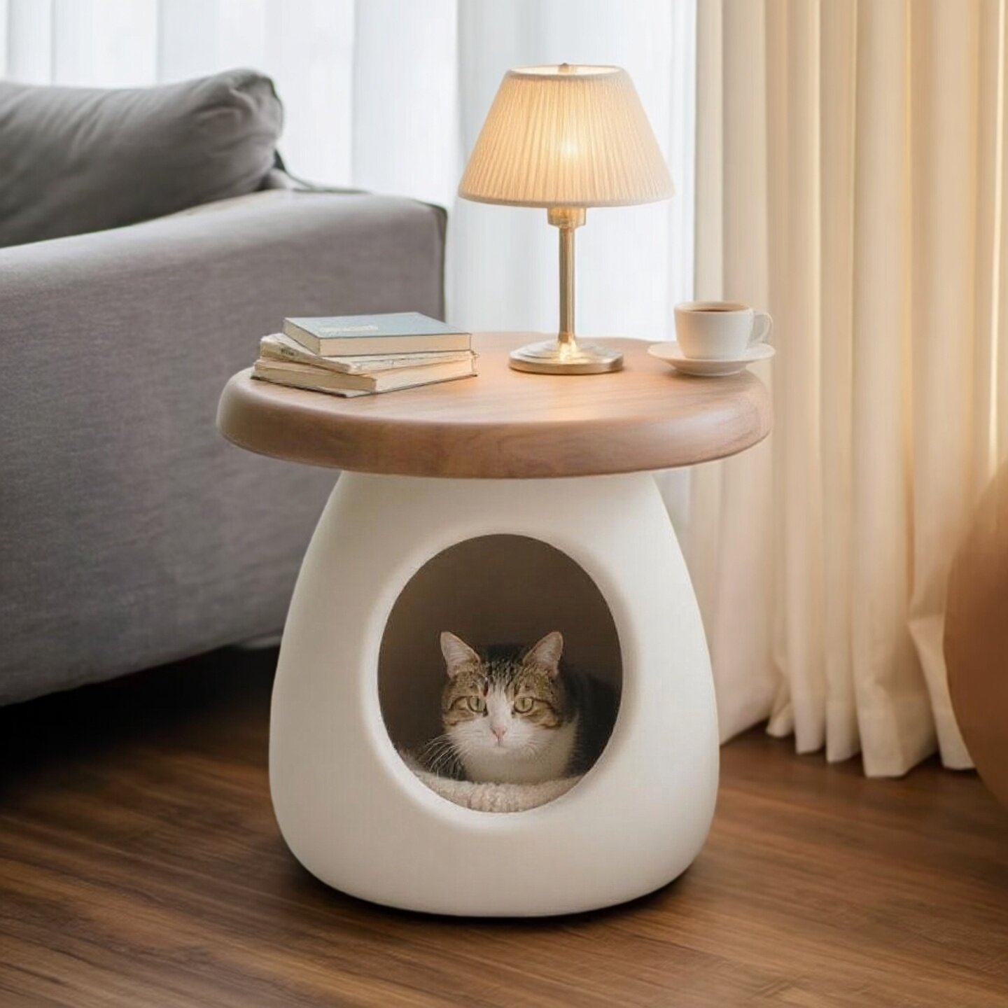 金盛达纳维亚人宠共用茶几实木创意艺术造型边几沙发边几宠物茶桌