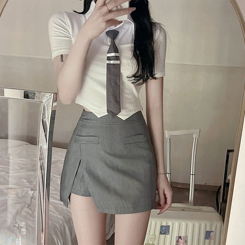jk制服套装甜妹空姐纯欲play学生cos工作服ol职业衬衫上衣性感女