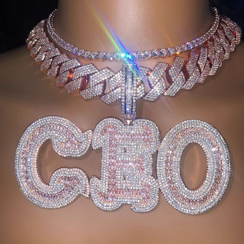 11年老店超大锆石字母吊坠定制