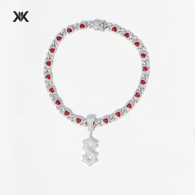 11年老店鸽血红爱心古巴链吊坠