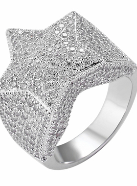 欧美风icedout满钻五角星锆石