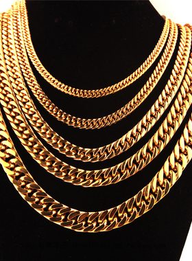 男女镀金hiphop加密短款项链