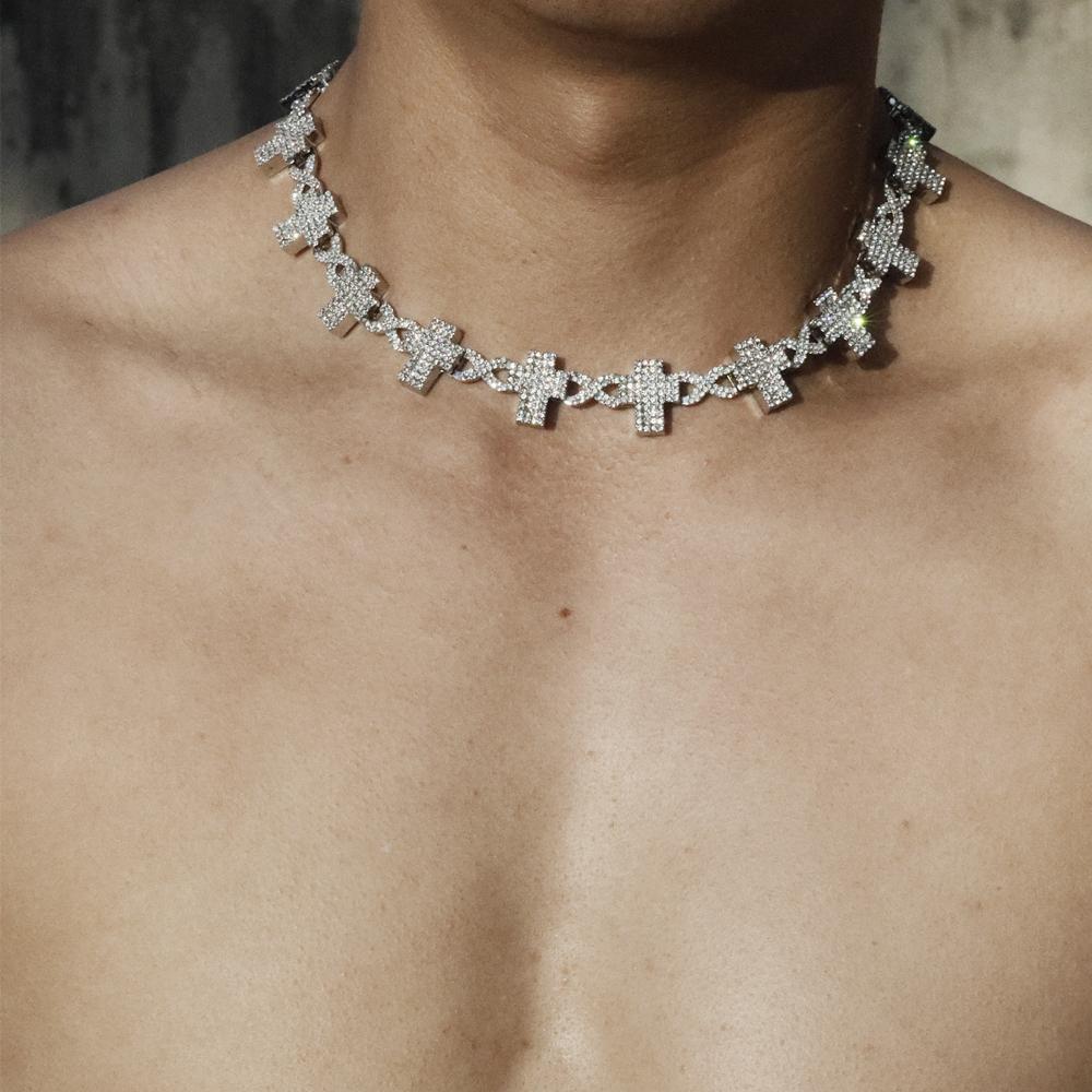 2025嘻哈潮流8字拼接十字架项链