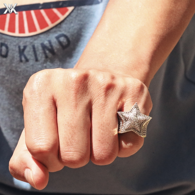 五角星戒指KAKA铜嘻哈男女