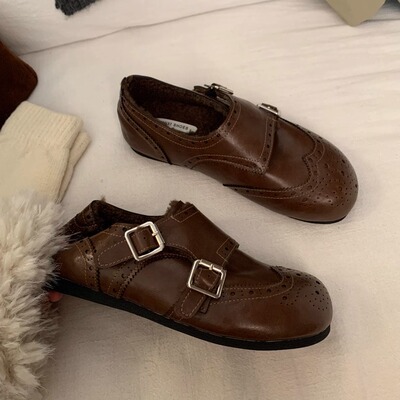 英伦风皮带扣小皮鞋女