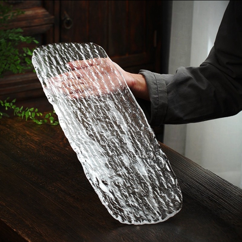 冰露不规则玻璃托盘茶杯盘水果盘