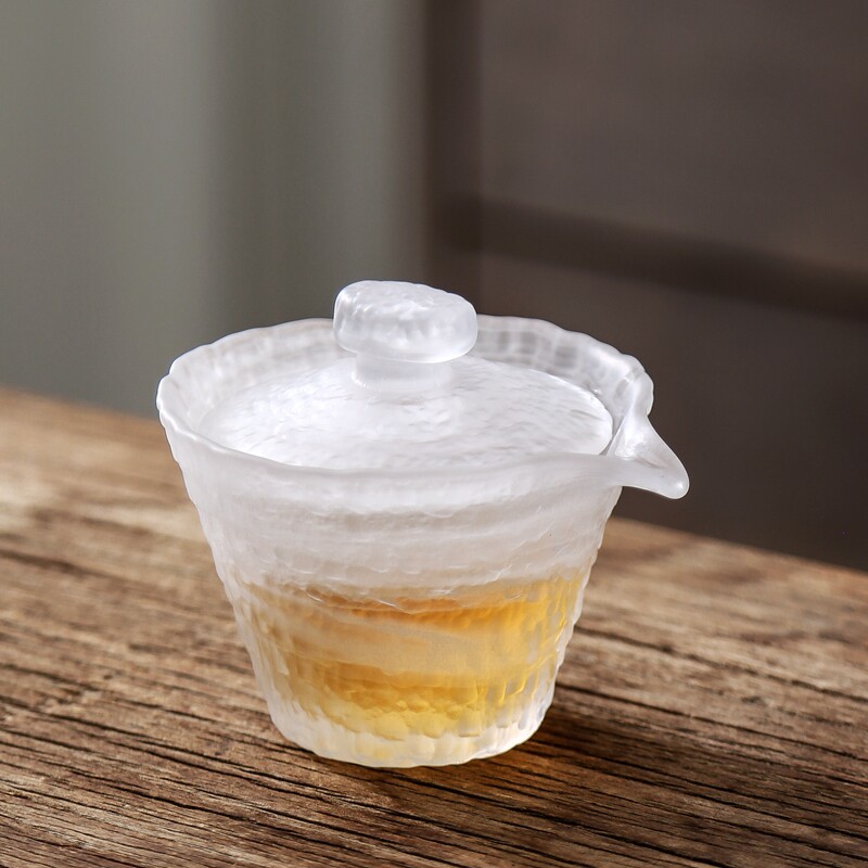 加厚琉璃盖碗茶杯功夫茶具防烫家用玻璃泡茶碗茶壶大号公道杯套装