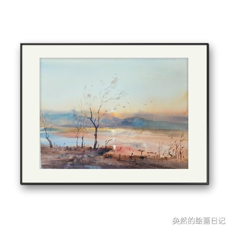 奂然的绘画日记 水彩画《回不去的乡愁》原稿手绘31×41CM