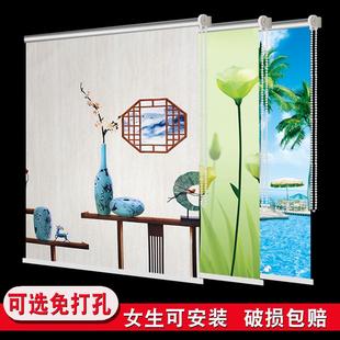 新款 成品定制手卷拉式 升降全遮光遮阳隔热卷帘窗帘家用免打孔安装