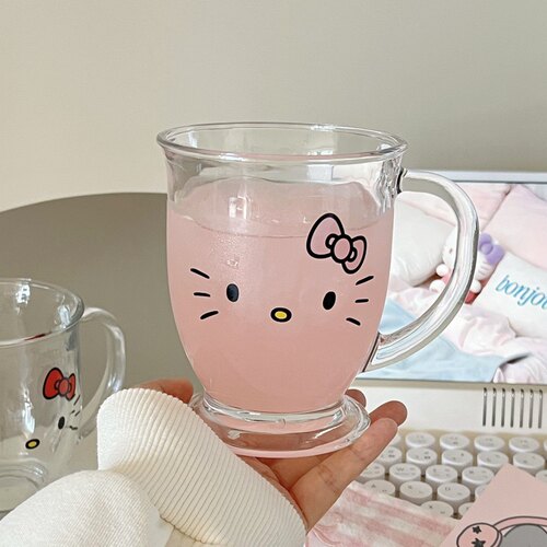 可爱玻璃杯把手大容量水杯马克杯