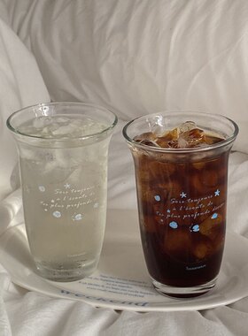 ins蓝色海洋玻璃杯小清新贝壳