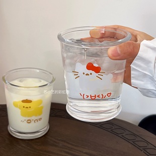 ins卡通kt玻璃杯冷萃咖啡杯情侣水杯早餐杯子耐高温大容量牛奶杯