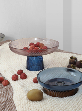 密度家居现代轻奢拼色玻璃果盘零食收纳盘摆件客厅茶几餐桌装饰品