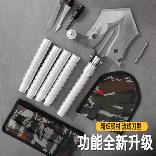 户外工兵铲多功能便携兵工铲子防身野营钓鱼折叠锰钢铁锹加厚锄头