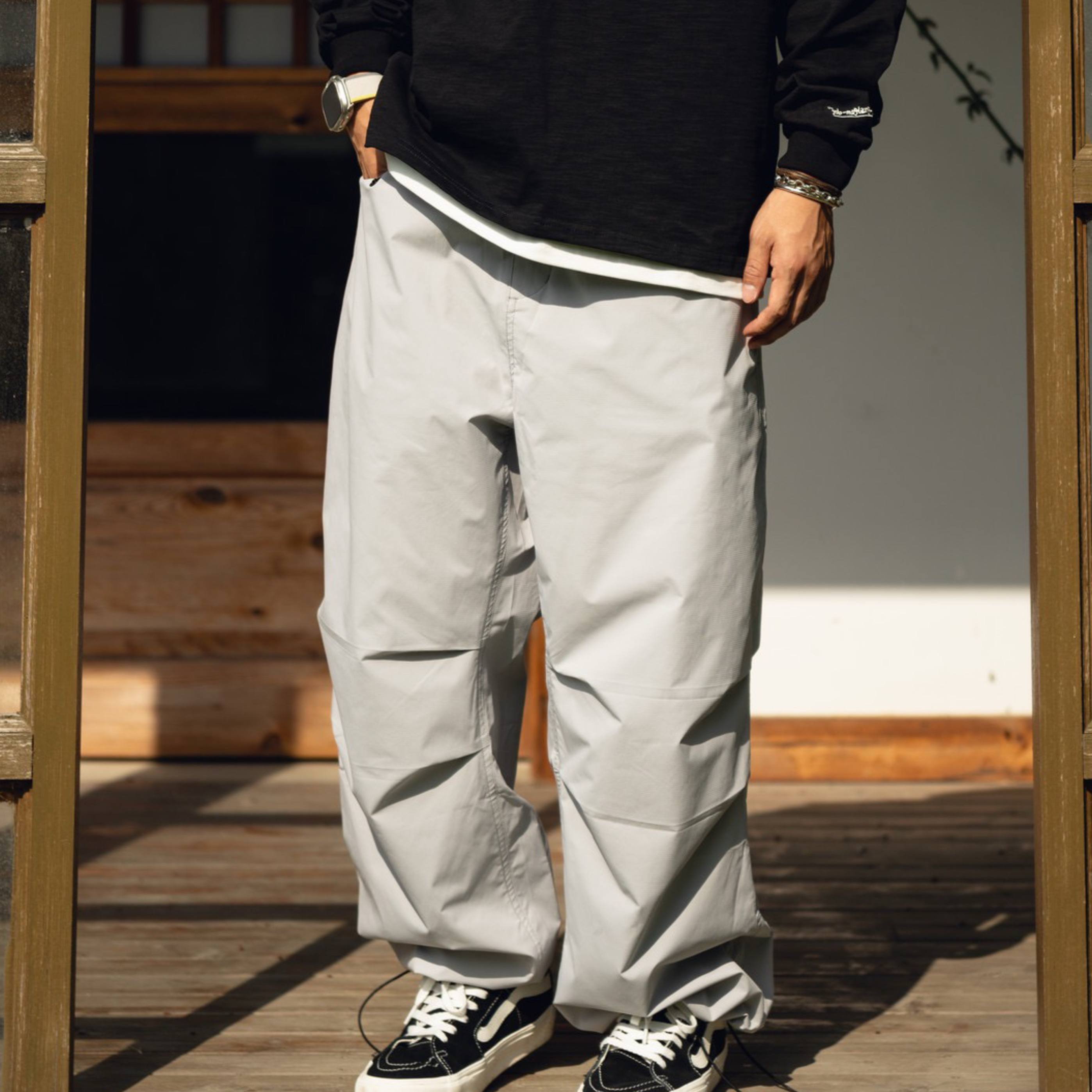 日系三防速干潮酷嘻哈阔腿伞兵裤