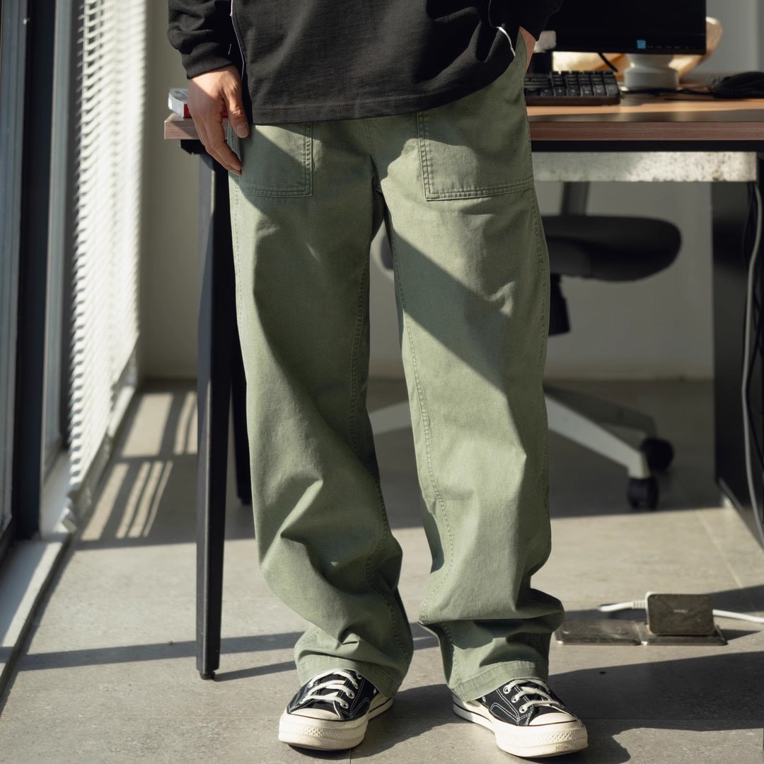 四季做旧水洗直筒休闲裤男