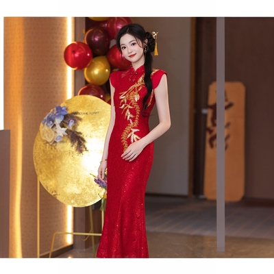 东方霄EAST XIAO 新中式新娘旗袍 国风结婚礼服订婚宴 敬酒服