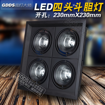 GDDS四頭斗膽燈黑色4頭led正方形射燈cob豆膽燈現代簡約暗裝嵌入