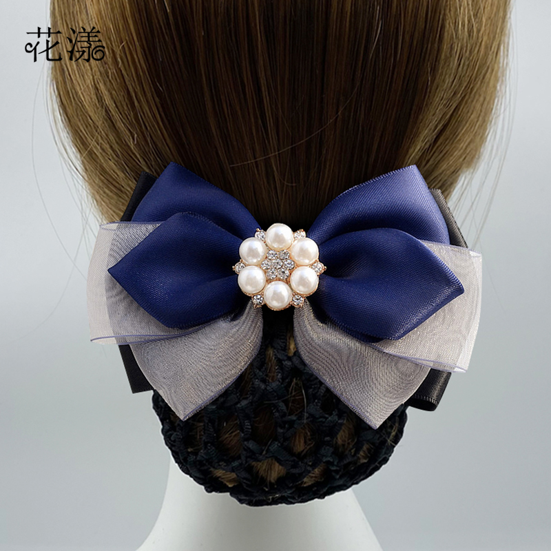 发网女盘头发头花2025年新款高级感护士空姐职业网兜银行头饰发饰