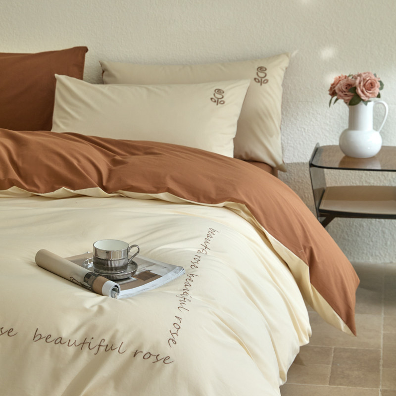 ins风高级感轻奢刺绣四件套床单