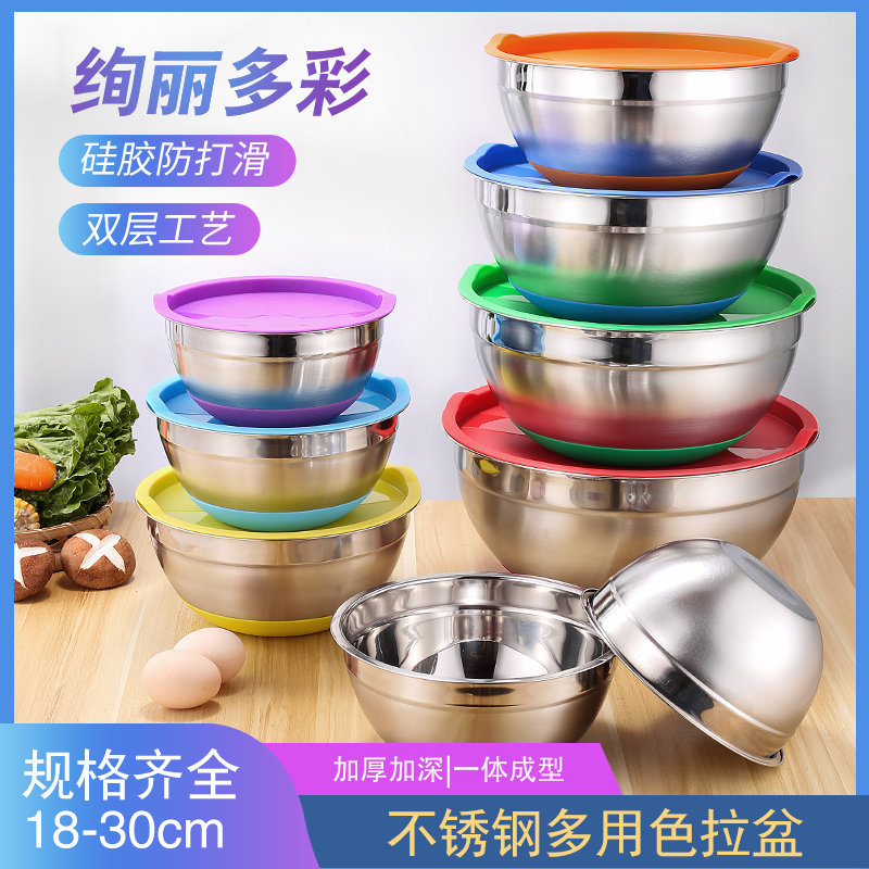 圆形带盖加深不锈钢盆