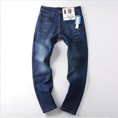 外贸尾货加绒加厚弹力牛仔裤