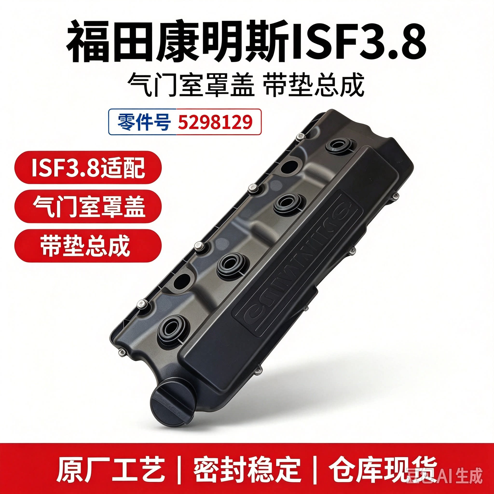 适配ISF3.8发动机气门室盖总成国五5298129 气门罩盖带垫图片