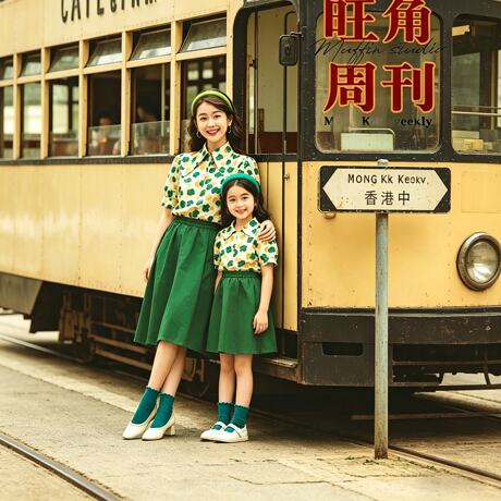 幼儿园女大童亲子表演服装六一儿童节8090年代复古港风高级感套装