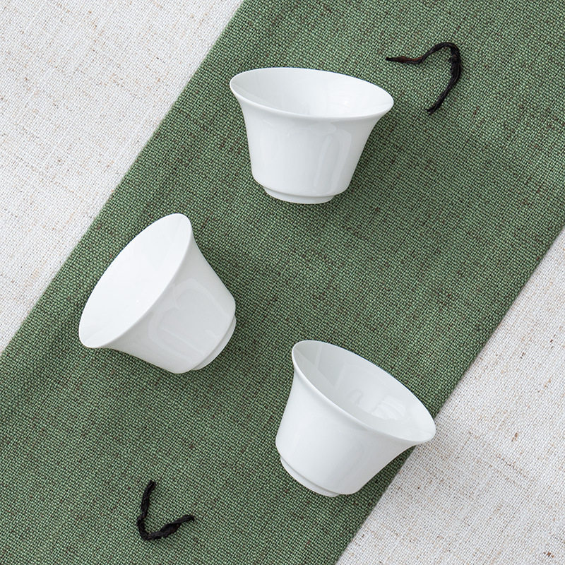 茗凯轩｜骨瓷薄胎工夫茶杯 品茗杯闻香杯功夫茶具 潮汕白瓷马蹄杯