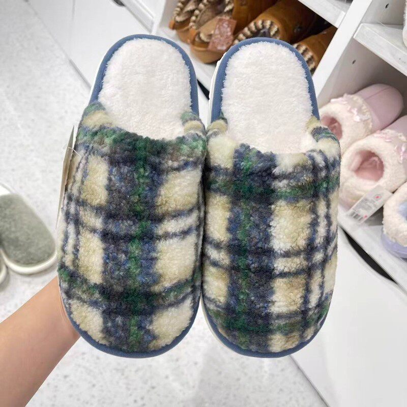 名创优品格子简约质感男士棉拖