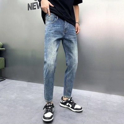 春夏款爆款牛仔裤2025新款男休闲裤潮流时尚韩版男士高街小脚裤子