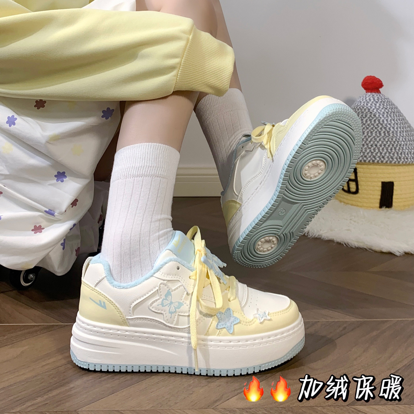 回力棉鞋秋冬加绒加厚女鞋蝴蝶学生小白鞋百搭厚底增高冬季爆款鞋,女鞋,休闲板鞋,淘宝优惠券,粉丝福利购,淘宝优惠卷
