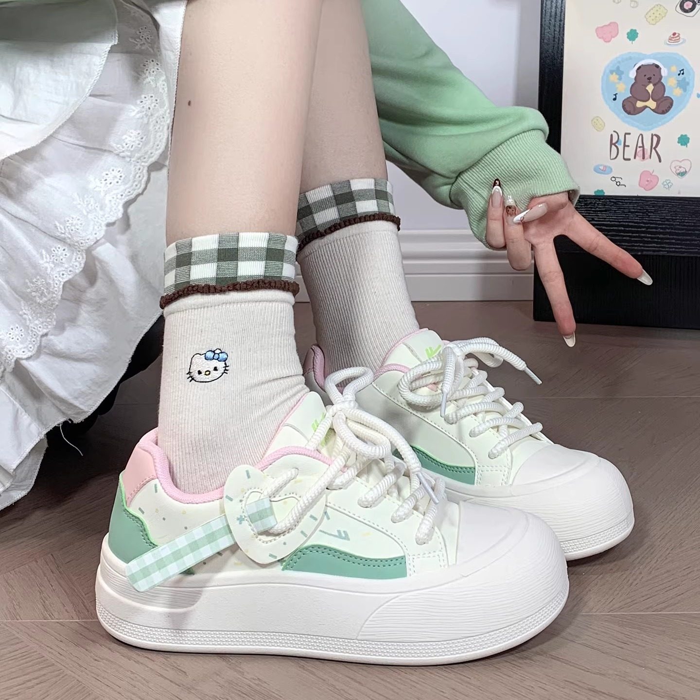 回力小白鞋学生女秋冬可爱风厚底板鞋百搭撞色休闲鞋丑萌圆头鞋子,女鞋,休闲板鞋,淘宝优惠券,粉丝福利购,淘宝优惠卷