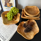 原木果盘整木水果盘木质木头托盘李子柒同款 木盆餐具木碗实木果盘