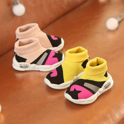 春秋季宝宝鞋子男1-2女飞织防滑