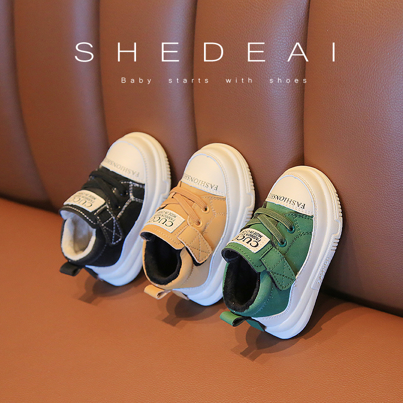 秋冬加绒宝宝软底小童学步婴儿鞋