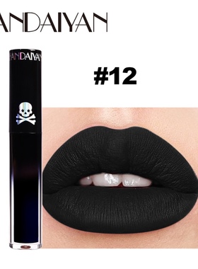 纯黑色唇釉暗黑系绿紫蓝色口红小众酷女cos妆雾面哑光液体唇彩