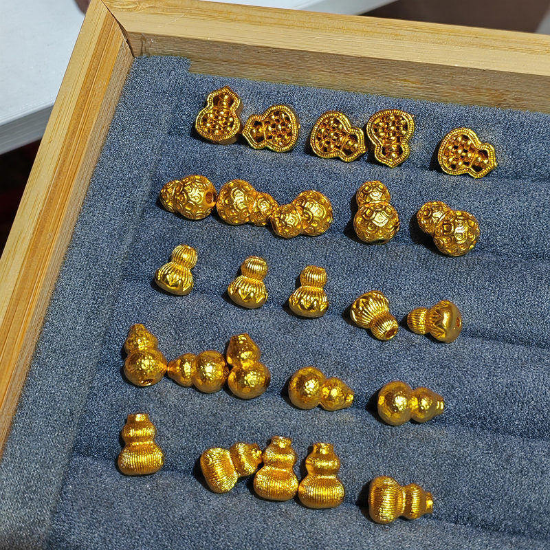 古法沙金配件镂空葫芦手链配饰手串diy配件气质百搭