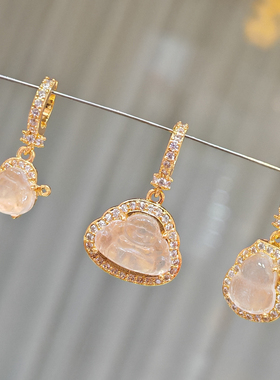 天然水沫玉点钻葫芦佛公吊坠万能扣DIY项链吊坠精致小挂件