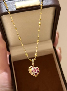 DIKAS 轻奢高级感国风拉丝石榴项链镶钻时尚气质精工设计锁骨链