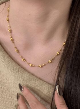 DIKAS 复古两戴蹦迪珠猫眼项链时尚轻奢高级感叠戴铜合金手链