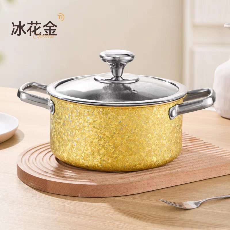 冰花金纯钛不沾双耳汤锅通用