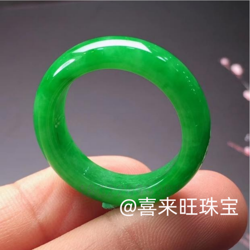 冰种满阳绿辣绿浅绿玉石戒指指环