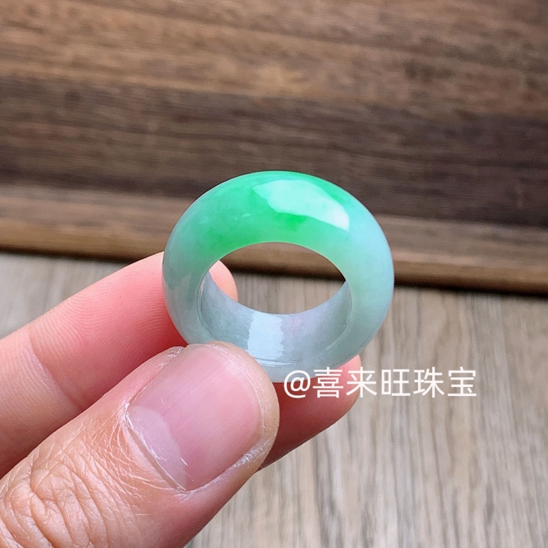 冰种满阳绿青绿辣绿玉石戒指指环